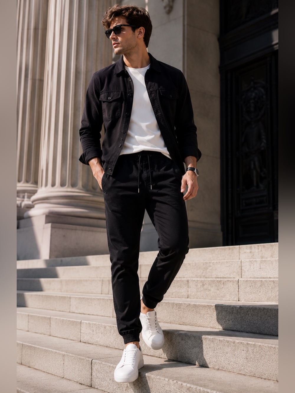 KUWALLA TEE $85 Midweight Chino Jogger Pants Black Stretch Cotton Drawstring Sz